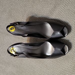 NEW Nine West Dark Grey Peep-toe Sling Back Heels Size:9